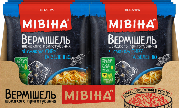 Упаковка вермишели Мивина со вкусом сыра и зеленью Неострая 59.2 г х 24 ...