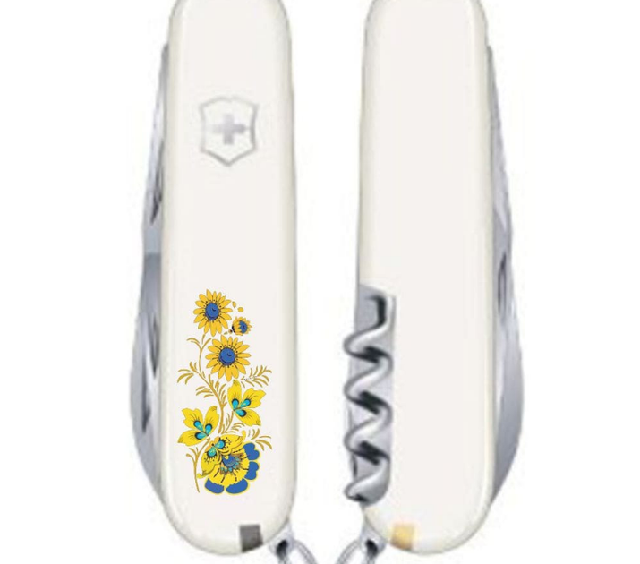 Складаний швейцарський ніж Victorinox SPARTAN ARMY (Vx13603.7_T1050u) 12 функцій 91 мм білий емблема Квіти - зображення 2