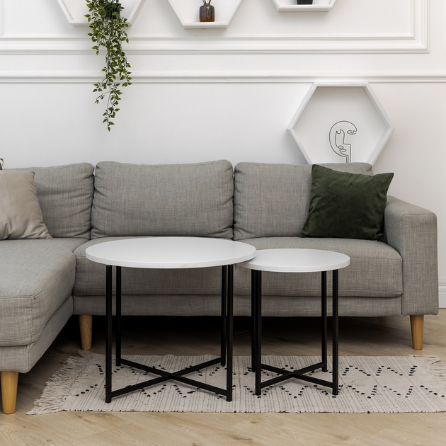 Комплект журнальных столов Модерн S + M Adore Decor Черный/Белый ...