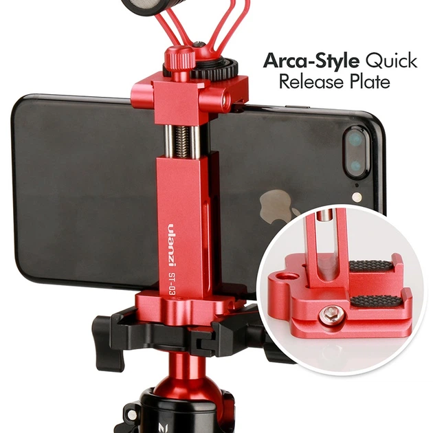 Держатель для смартфона Ulanzi ST-03 Metal red - Фото 7 Держатель для смартфона Ulanzi ST-03 Metal red - изображение 7