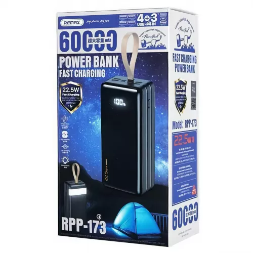 УМБ REMAX RPP-173 60000mAh Hunergy Series QC 22.5W + PD 18W black - Фото 2 УМБ REMAX RPP-173 60000mAh Hunergy Series QC 22.5W + PD 18W black - изображение 2