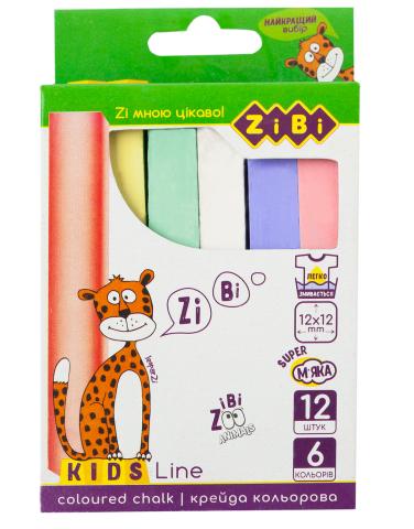 Мел кольоровий 12шт. ZiBi KIDS Line 6703-99, квадратна (12), /ZB.6703-99/ - Фото 1 Мел кольоровий 12шт. ZiBi KIDS Line 6703-99, квадратна (12), /ZB.6703-99/ - зображення 1
