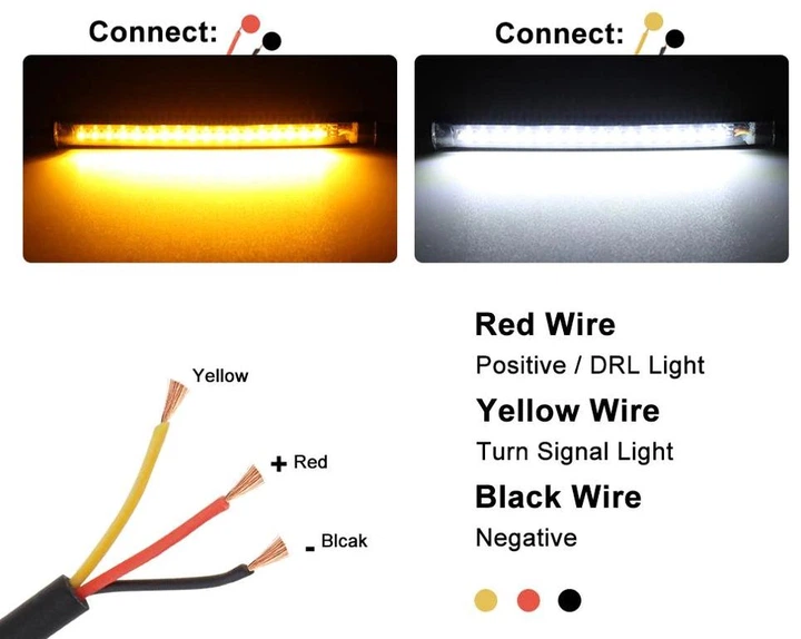 Светодиодная полоса ходовые огни с поворотником, ДХО 36 SMD 3014, 12 см, 12В, 1шт - изображение 6