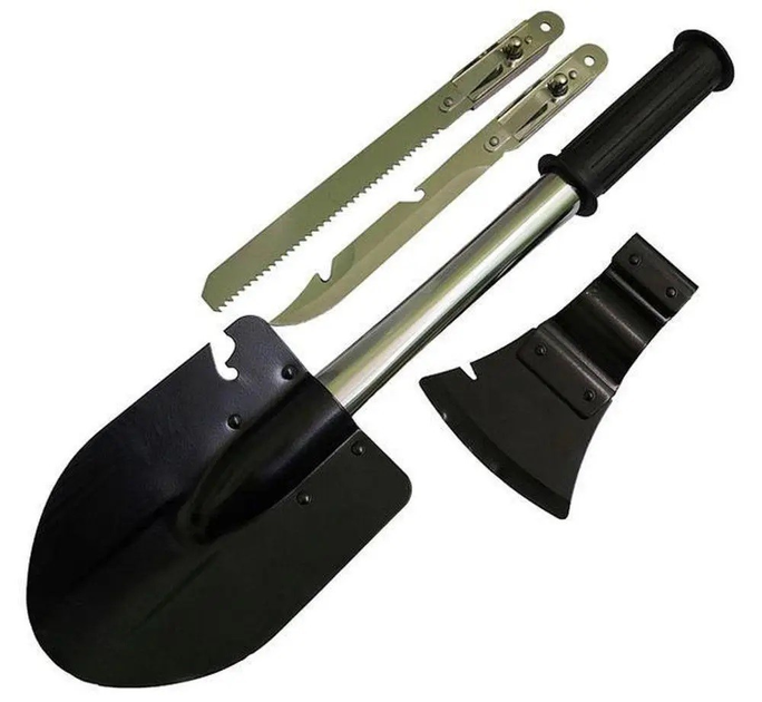 Походной туристический набор 5 в 1 Саперная лопата Топор Нож Пила и Открывашка складной в чехле GS-4811 - изображение 2