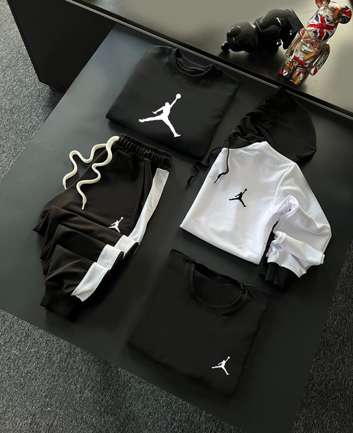 Спортивний чоловічий комплект Jordan (худі+світшот+штани+футболка) М ...