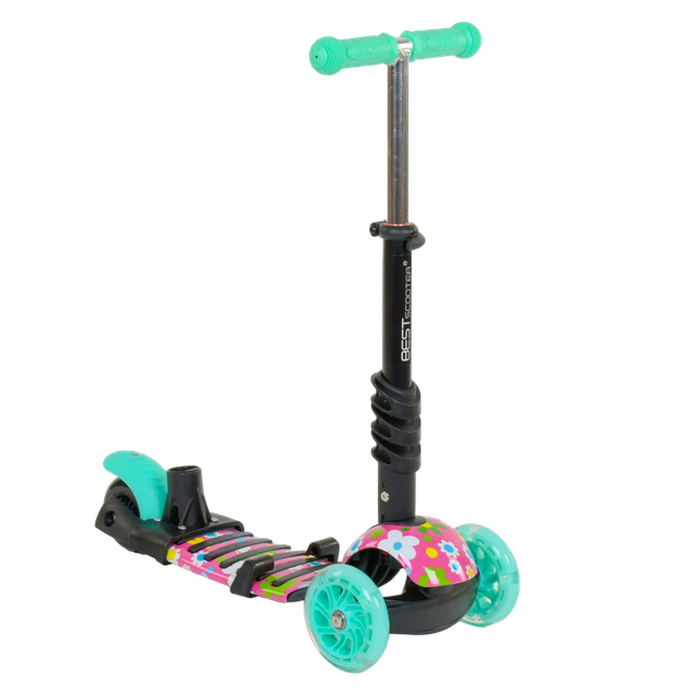 Трехколесный самокат со светящимися колесами и родительской ручкой 5 в 1 Best Scooter Бирюзовый с розовым - Фото 2 Трехколесный самокат со светящимися колесами и родительской ручкой 5 в 1 Best Scooter Бирюзовый с розовым - изображение 2