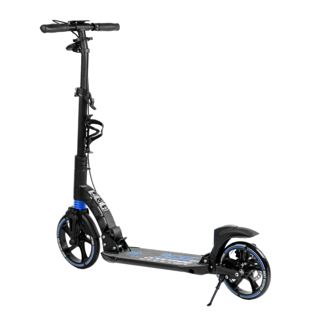 Самокат двухколесный с большими колесами и ручным амортизатором Best Scooter Черный с синим - изображение 2