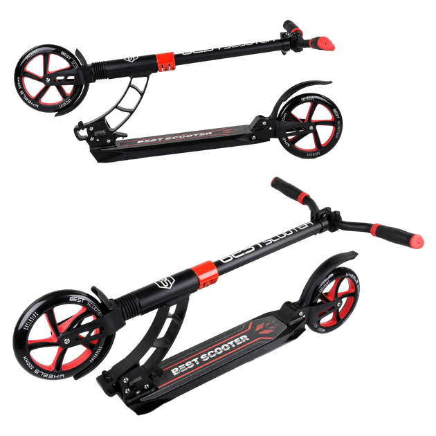 Самокат двоколісний з великими колесами та амортизаторами Best Scooter Чорний з червоним - Фото 3 Самокат двоколісний з великими колесами та амортизаторами Best Scooter Чорний з червоним - зображення 3