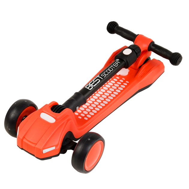 Самокат трехколесный со светящимися колесами и дымом Best Scooter Оранжевый - изображение 2