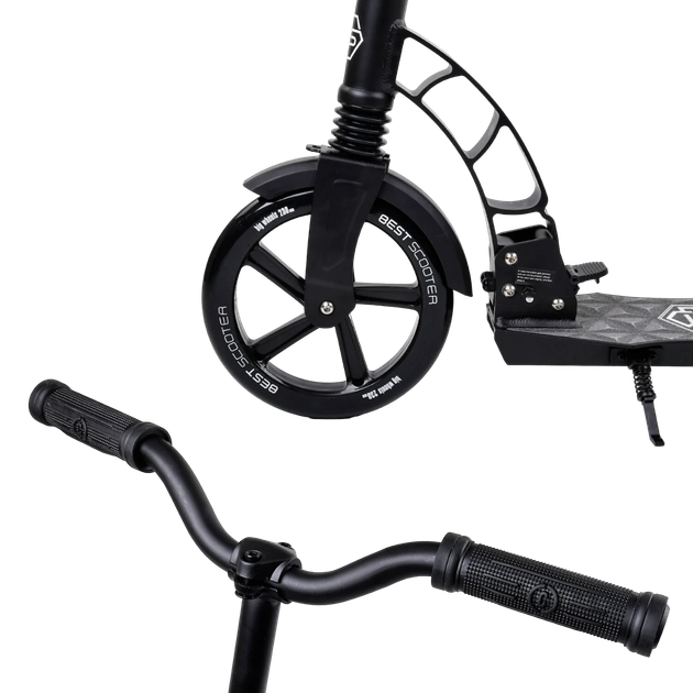 Самокат двухколесный с большими колесами и амортизатором Best Scooter Черный вид 2 - изображение 2