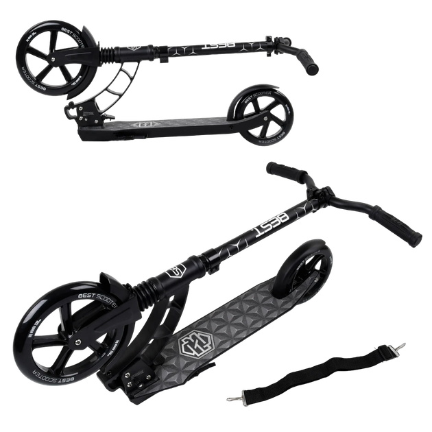 Самокат двухколесный с большими колесами и амортизатором Best Scooter Черный вид 2 - изображение 3