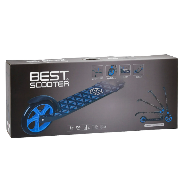 Самокат двухколесный с большими колесами и амортизатором Best Scooter Черный вид 2 - изображение 4