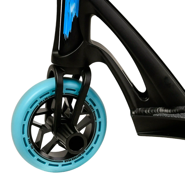 Самокат трюковый двухколесный с алюминиевыми пегами Best Scooter FEAR Черный с голубым - Фото 5 Самокат трюковый двухколесный с алюминиевыми пегами Best Scooter FEAR Черный с голубым - изображение 5