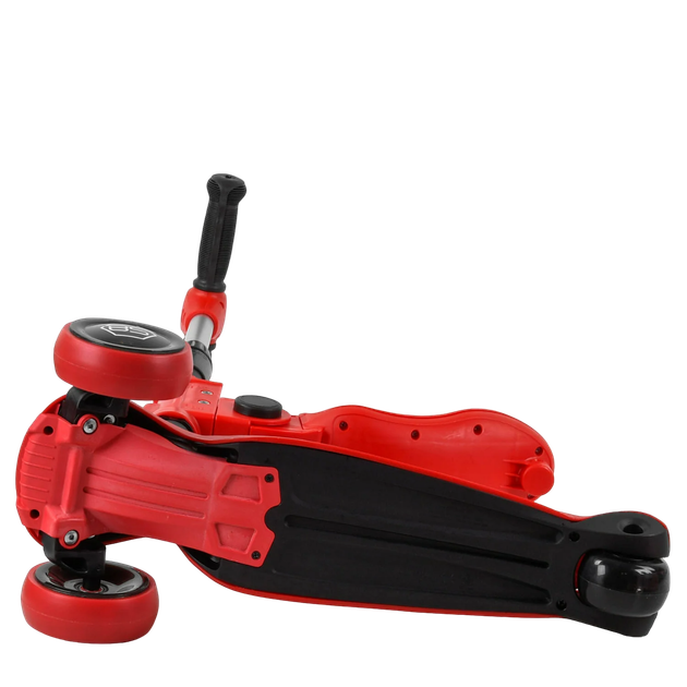 Самокат трехколесный беговел со светящимися колесами Best Scooter Черный с краснвм 