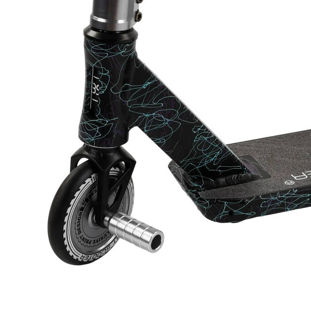 Самокат трюковый двухколесный с алюминиевыми пегами Best Scooter CRASH Черный с голубым - изображение 3