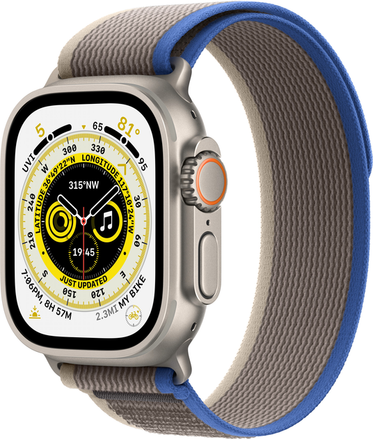 Smartwatch Apple Watch Ultra GPS + Cellular 49mm Titanium Case with Blue/Gray Trail Loop - S/M (MNHL3) - obraz 1