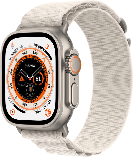 Смарт-годинник Apple Watch Ultra GPS + Cellular 49mm Titanium Case with Starlight Alpine Loop - Medium (MQFR3) - зображення 1