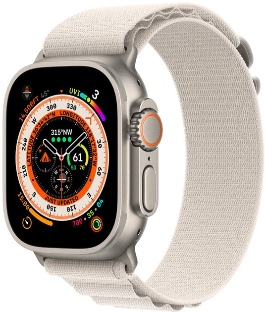 Smartwatch Apple Watch Ultra GPS + Cellular 49mm Titanium Case with Starlight Alpine Loop - Large (MQFT3) - obraz 2