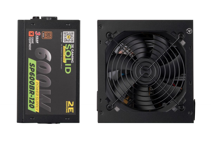 Блок живлення 2E GAMING SOLID POWER (600W), >85%, 80+ Bronze, 120mm, 1xMB 24pin(20+4), 1xCPU 8pin(4+4), 3xMolex, 6xSATA, 4xPCIe 8pin(6+2) - изображение 3