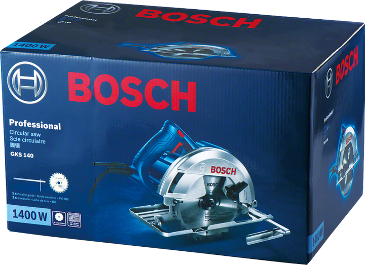 Циркулярна пила Bosch Professional GKS 140 1.4 квт 180-184мм діаметр диска 20мм посад. діам.+ диск Eco for Wood паралельний упор, ключ (06016B3020) - зображення 7