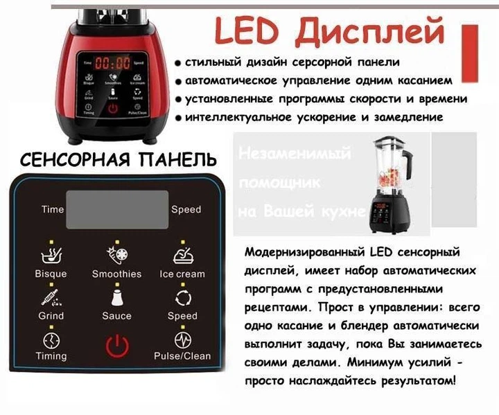 Професійний стаціонарний блендер Triniti D6300. Потужний блендер для смузі, для коктейлів на 2 літри (090214) - зображення 5