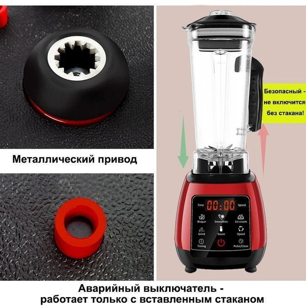 Професійний стаціонарний блендер Triniti D6300. Потужний блендер для смузі, для коктейлів на 2 літри (090214) - зображення 9