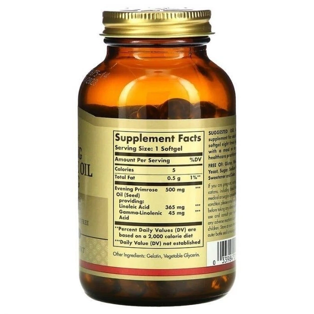 Олія вечірньої примули Solgar, Evening Primrose Oil, 500 мг, 90 капсул - зображення 2
