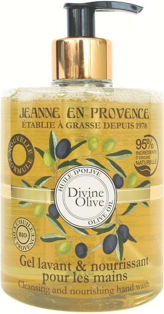 Gel Hydroalcoolique Divine Olive Jeanne En Provence - Désinfection 99.9%, Flacon 500 Ml