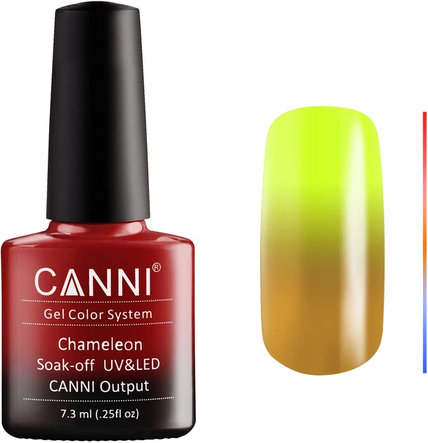 Термо гель-лак Canni Chameleon Soak-off UV&LED Output 340 - Красный-желтый (7.3 мл) (639996-928439-2) - Фото 1 Термо гель-лак Canni Chameleon Soak-off UV&LED Output 340 - Красный-желтый (7.3 мл) (639996-928439-2) - изображение 1