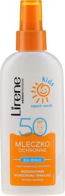 Защитное молочко-спрей для загара Lirene Kids Sun Protection Milk Spray SPF 50 150ml (912304-834915-2) - Фото 1 Защитное молочко-спрей для загара Lirene Kids Sun Protection Milk Spray SPF 50 150ml (912304-834915-2) - изображение 1