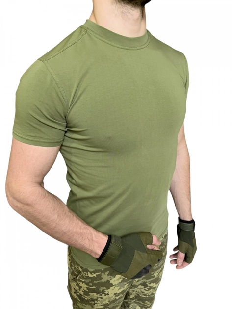 Футболка Олива ЗСУ , летняя военная футболка мужская , тактическая футболка военнослужащих всу . Размер 54 - изображение 1