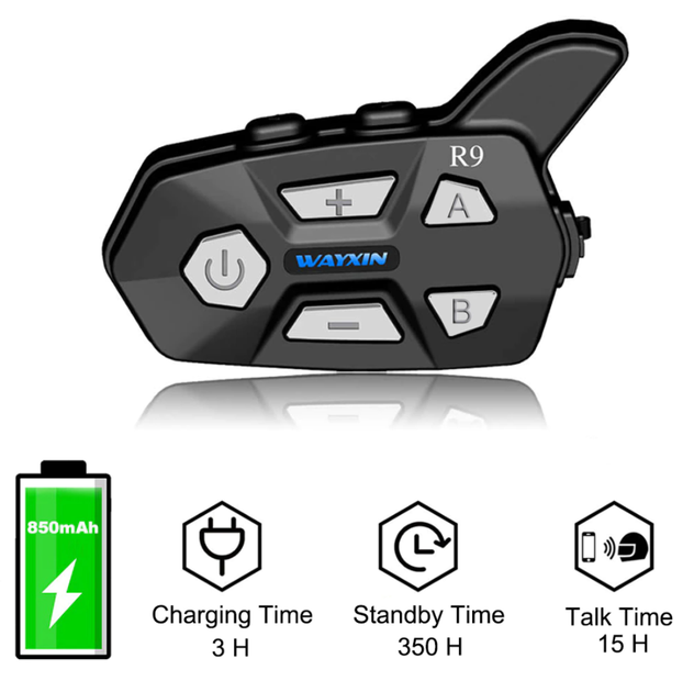 Мотогарнитура Bluetooth на шлем, интерком Wayxin WX-R9 - Фото 2 Мотогарнитура Bluetooth на шлем, интерком Wayxin WX-R9 - изображение 2