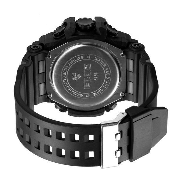 Чоловічий наручний годинник Skmei 1818 Black-Red спортивний з підсвічуванням - зображення 9