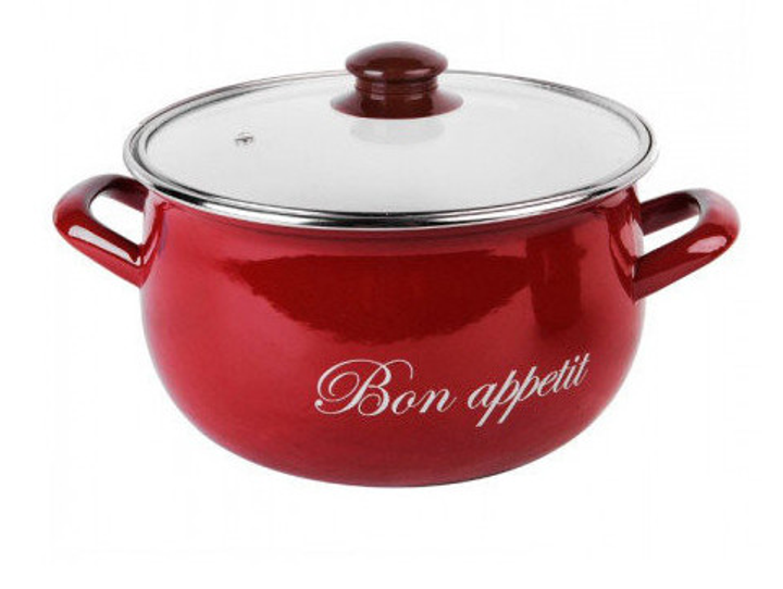 Каструля 4 л Interos Bon Appetit Червона 20 см сферична сталь ...