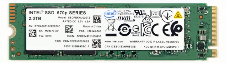内蔵型SSD Intel 670p 2TB SSD M.2 2280 NVMe 3.0 x4 SSD Intel 670P 2Tb M.2 2280 PCIE Gen3 x4 NVME