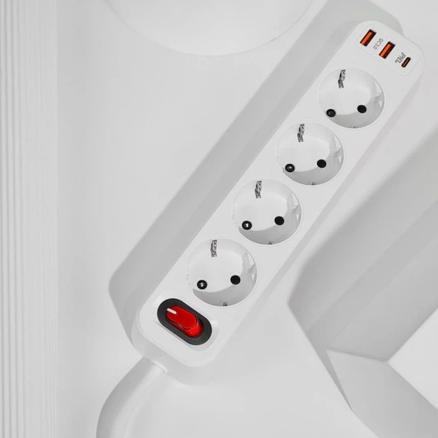 Мережевий фільтр з USB та Type-C-портами | Мережевий фільтр з USB-виходами для телефону | Hoco NS1 35511 - Фото 7 Мережевий фільтр з USB та Type-C-портами | Мережевий фільтр з USB-виходами для телефону | Hoco NS1 35511 - зображення 7