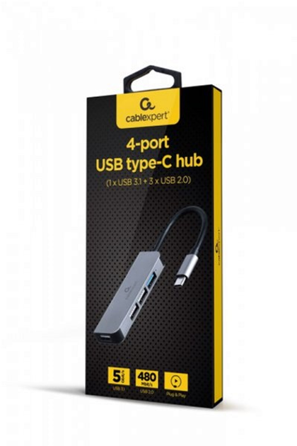 USB-хаб Cablexpert 4-портовий (UHB-CM-U3P1U2P3-01 USB-С) - зображення 2