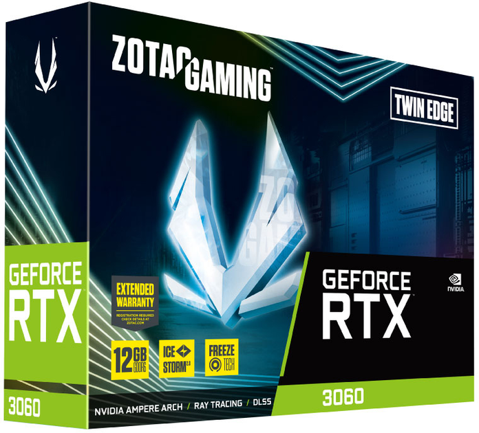 Відеокарта Zotac PCI-Ex GeForce RTX 3060 Twin Edge 12GB GDDR6 (192bit) (1777/15000) (1 х HDMI, 3 x DisplayPort) (ZT-A30600E-10M) - зображення 6