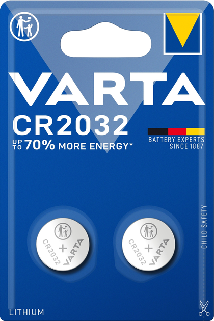 Батарейка Varta CR 2032 BLI 2 Lithium (06032101402) - зображення 1