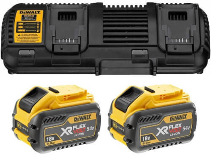 Ładowarka DeWalt 10,8 V, 14,4 V, 18 V, 54 V, prąd wyjściowy 4 A, 2 akumulatory (DCB132X2) - obraz 2