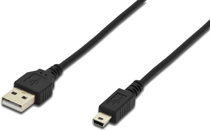 Kabel Digitus USB 2.0 (AM/miniB 5pin) 1,8 m Czarny (AK-300130-018-S) - obraz 1