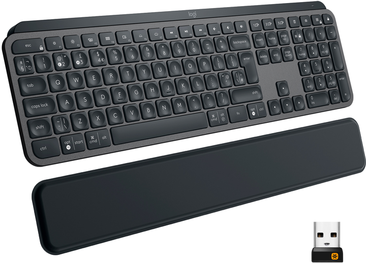 Клавіатура бездротова Logitech MX Keys Plus Advanced Wireless Illuminated Keyboard with Palm Rest Graphite (920-009416) - зображення 1