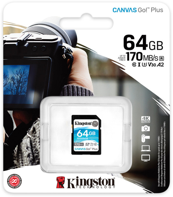 Kingston SDXC 64GB Canvas Go! Plus Class 10 UHS-I U3 V30 (SDG3/64GB) - obraz 4