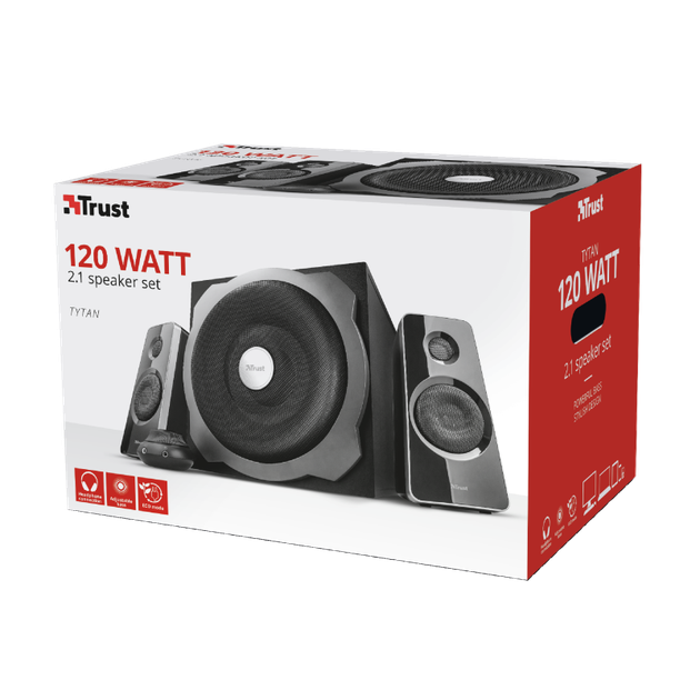 Акустическая система/колонки Trust Tytan 2.1 black 19019 RCA/3.5 мм mini-jack/60W/80дБ - изображение 4