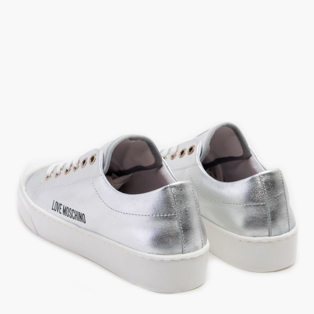 Trampki damskie skórzane Love Moschino JA15473G0EIF-0902 39 (23,5 cm) Srebrne (8054400664289) - obraz 3