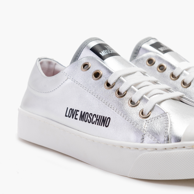 Trampki damskie skórzane Love Moschino JA15473G0EIF-0902 41 (25 cm) Srebrne (8054400664326) - obraz 4