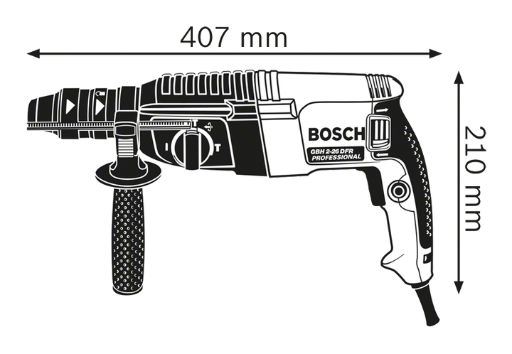 Перфоратор мережевий Bosch Professional GBH 2-26 DFR, 13 мм свердлильний патрон зі швидкою заміною, 3 Дж, 800 Вт, 4000 уд.хв, L-case (0611254768) - зображення 3