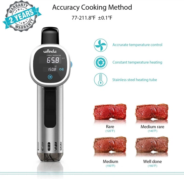 Заглибний циркулятор Wancle Sous Vide Precision Cooker, чорний класичний сувид су вид Мультиварка - зображення 2