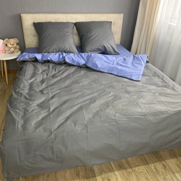 Комплект постільної білизни Мальва «Сіро-блакитний» 180x220 Бязь (М-003-2) - зображення 3