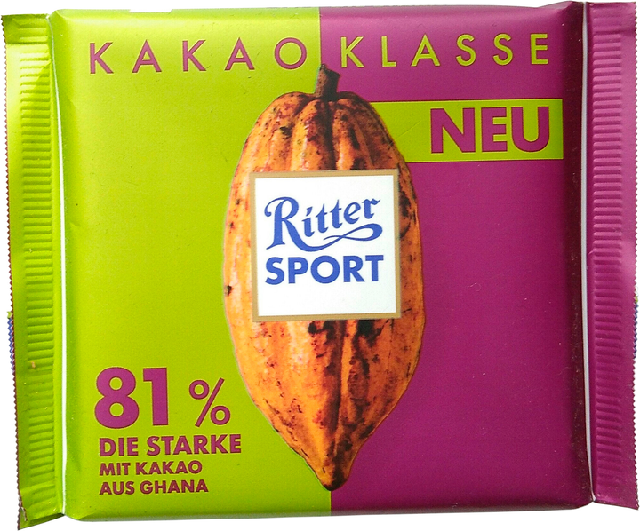 Шоколад Ritter Sport насыщенный темный 81% какао 100 г (4000417938008 ...